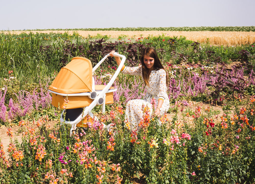 Greentom Wózek Carrycot (v.2.1) White-Sunflower