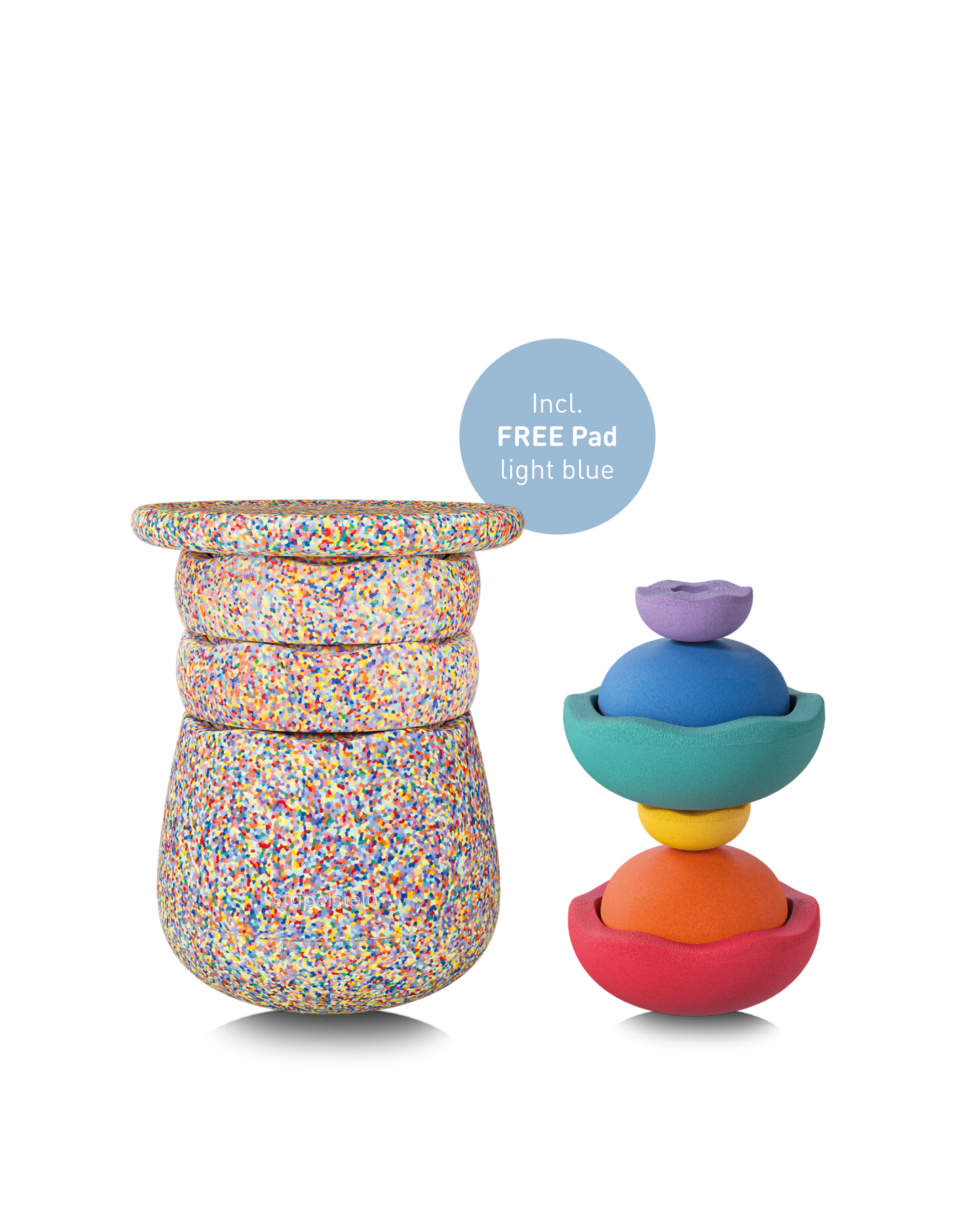 Stapelstein® Dynamic complete super confetti 10 el. + free Pad w pasującym kolorze