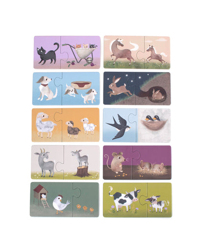 Filibabba Puzzle Mama i dziecko Farm Animals