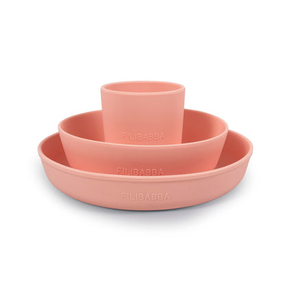 Filibabba Silikonowy zestaw obiadowy Peach