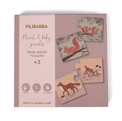 Filibabba Puzzle Mama i dziecko Nordic animals