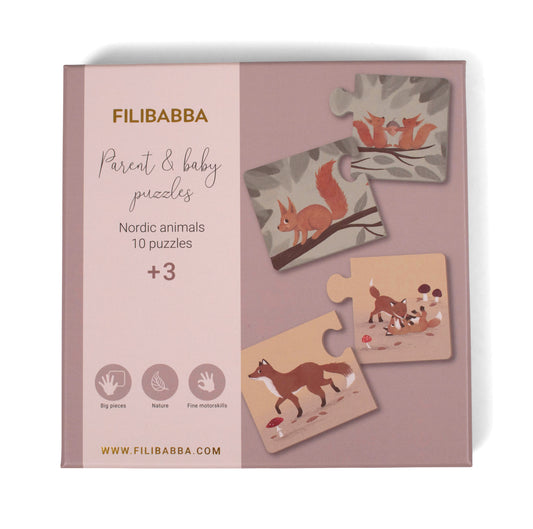 Filibabba Puzzle Mama i dziecko Nordic animals