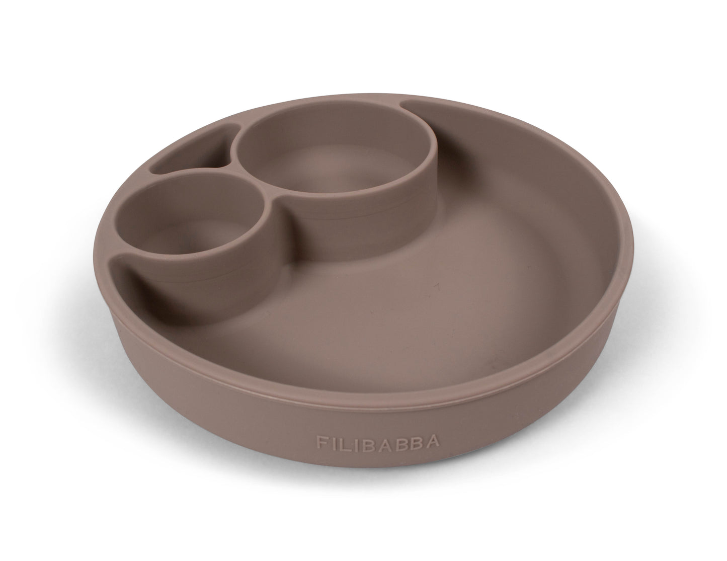 Filibabba Silikonowy talerzyk z przegródkami Warm Grey