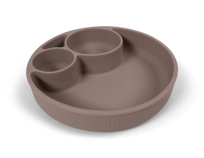 Filibabba Silikonowy talerzyk z przegródkami Warm Grey