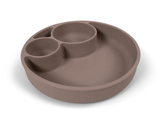 Filibabba Silikonowy talerzyk z przegródkami Warm Grey