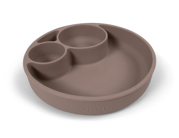 Filibabba Silikonowy talerzyk z przegródkami Warm Grey