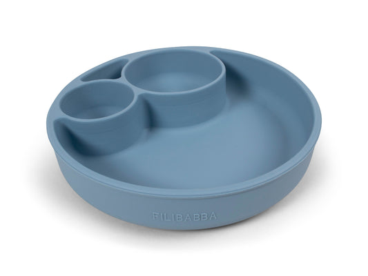 Filibabba Silikonowy talerzyk z przegródkami Powder Blue