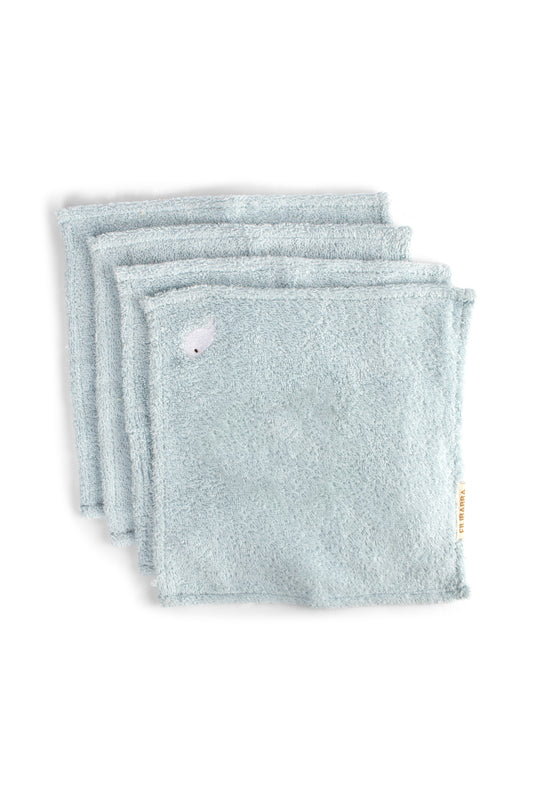Filibabba Haftowana Myjka 27x27 cm GOTS – 4-pak – whale