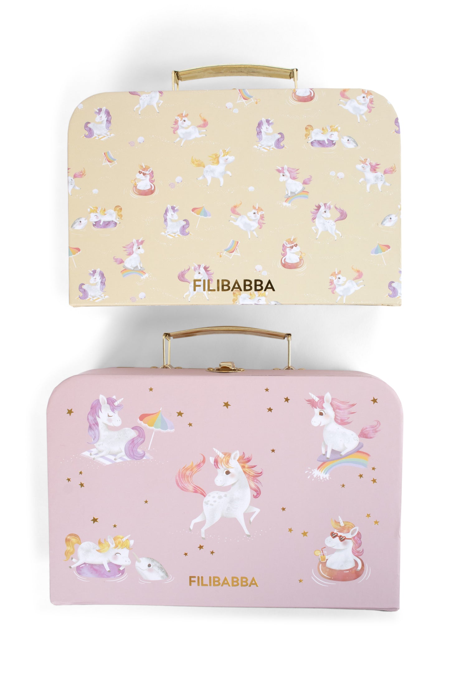 Filibabba Zestaw walizeczek do zabawy i przechowywania – 2-pak – Unicorn Shores