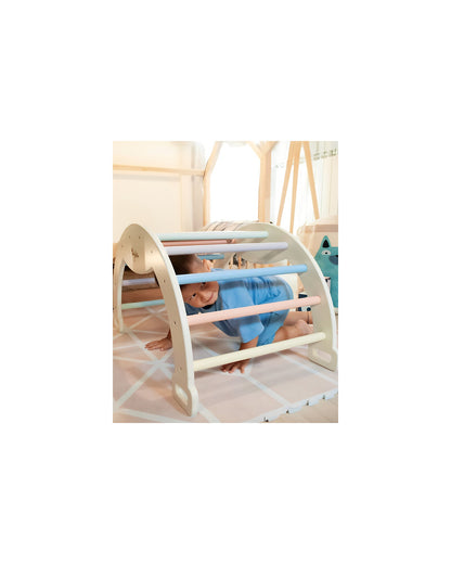 Family Nation łuk Montessori 2w1 do wspinania i bujania, do 30 kg – Rainbow Cotton Candy