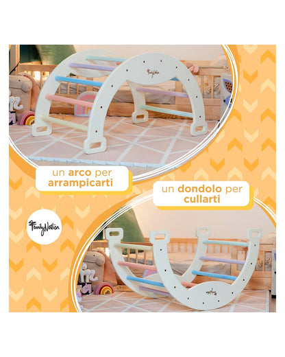 Family Nation łuk Montessori 2w1 do wspinania i bujania, do 30 kg – Rainbow Sunny Beach