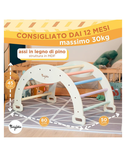 Family Nation łuk Montessori 2w1 do wspinania i bujania, do 30 kg – Rainbow Sunny Beach