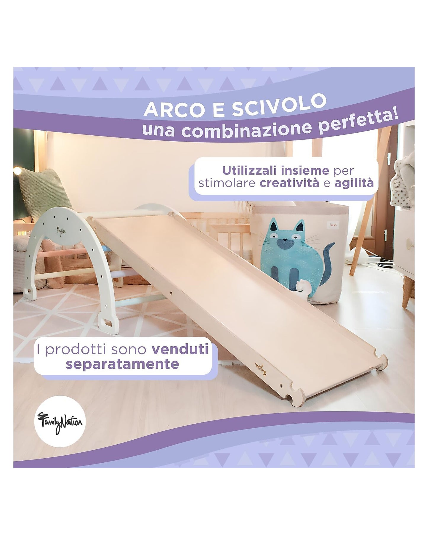 Family Nation łuk Montessori 2w1 do wspinania i bujania, do 30 kg – Rainbow Sunny Beach
