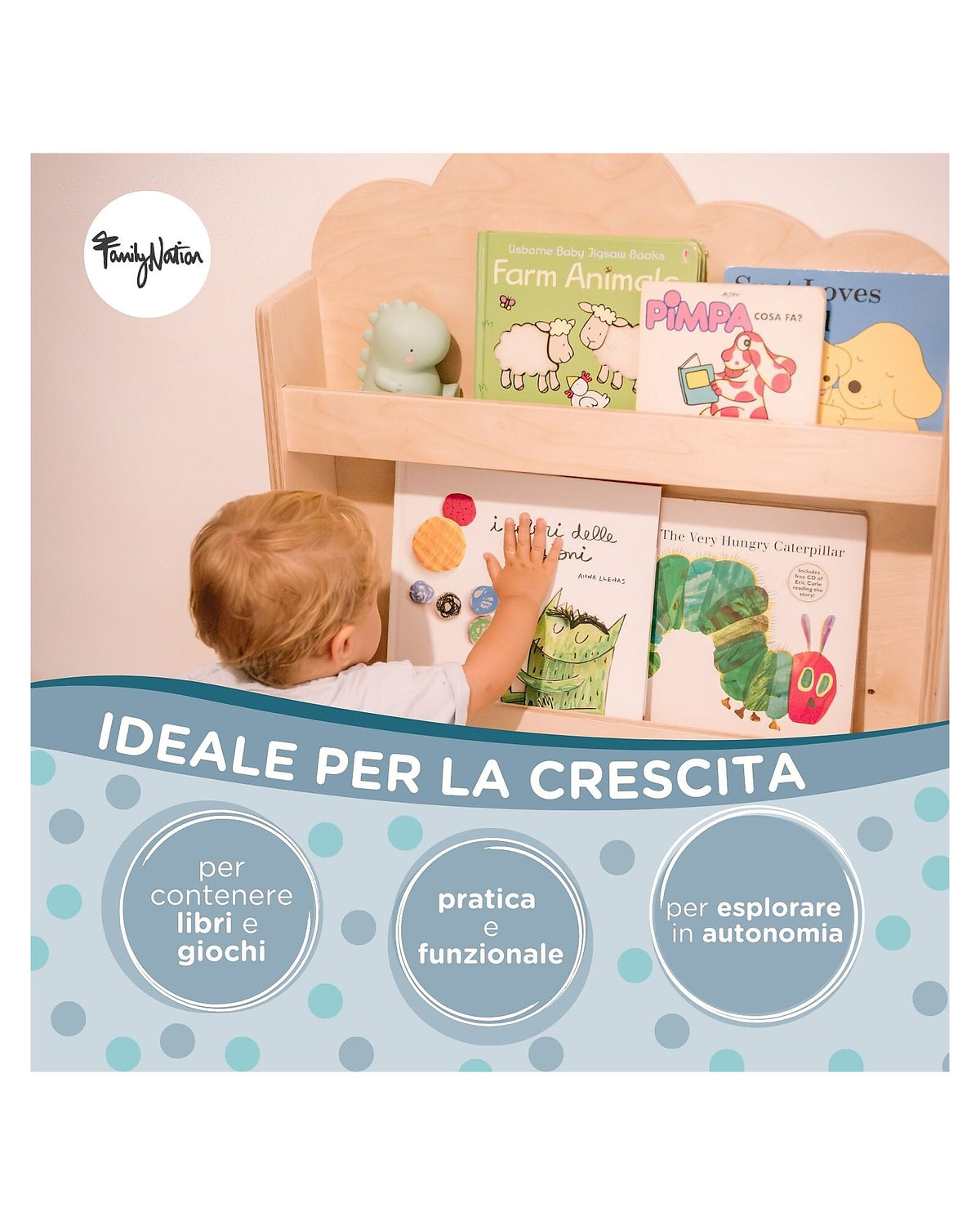 Family Nation biblioteczka Montessori, drewno brzozowe – Cloud