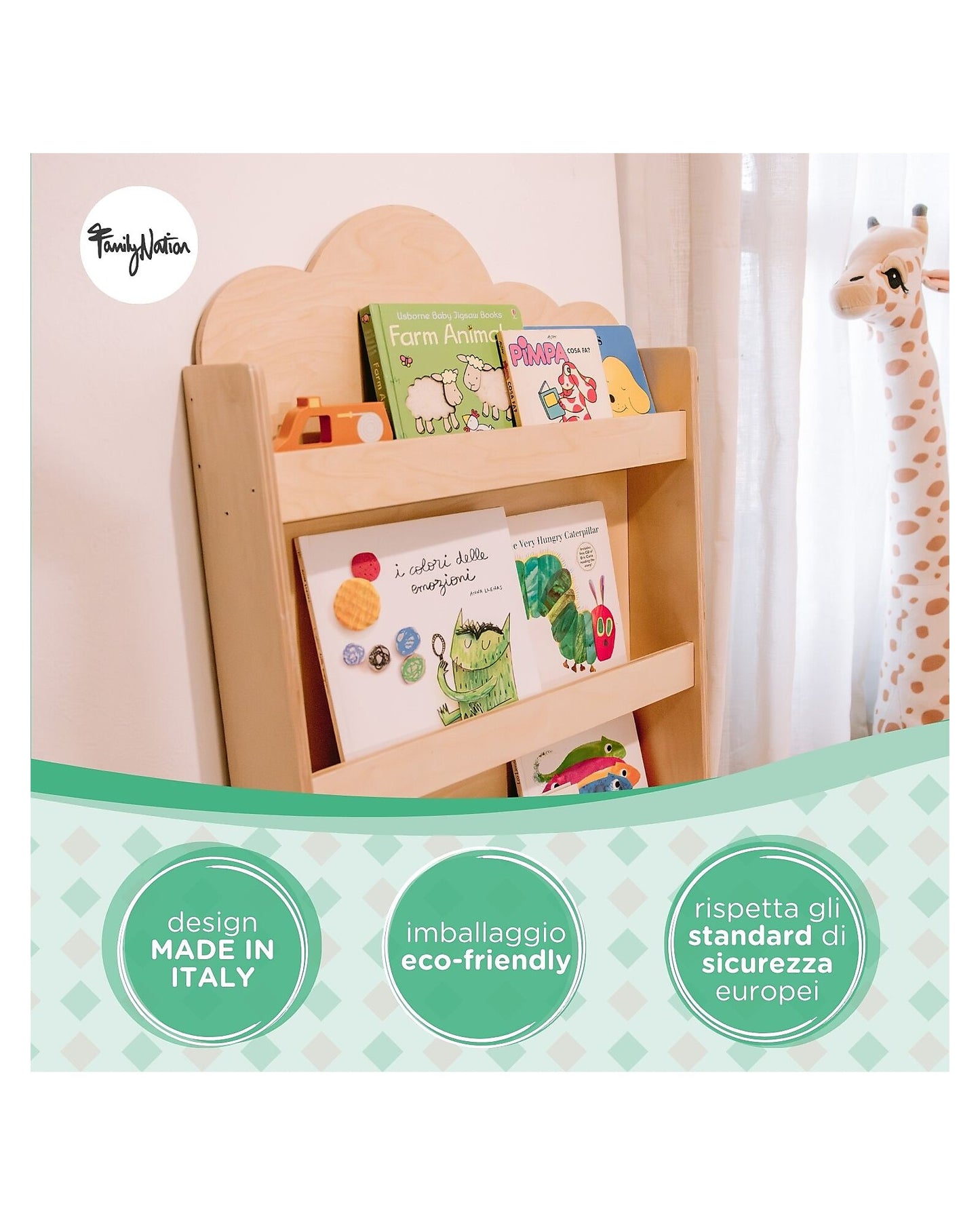 Family Nation biblioteczka Montessori, drewno brzozowe – Cloud
