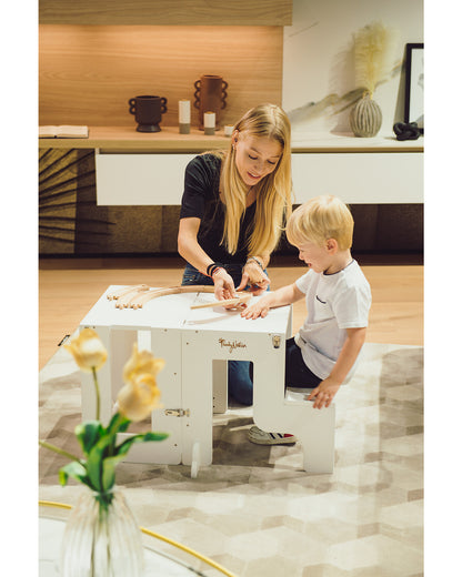 Family Nation wieża edukacyjna Montessori 2w1 – White