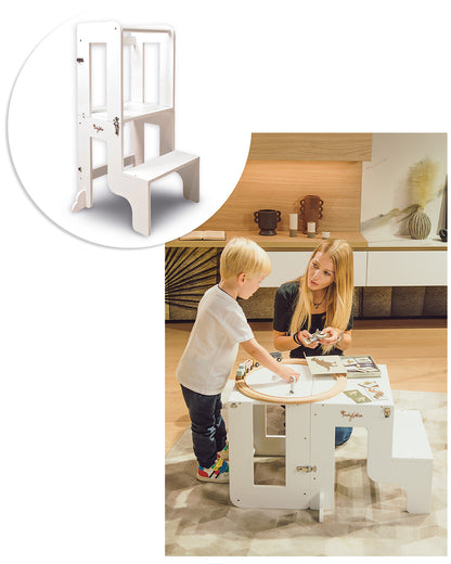 Family Nation wieża edukacyjna Montessori 2w1 – White