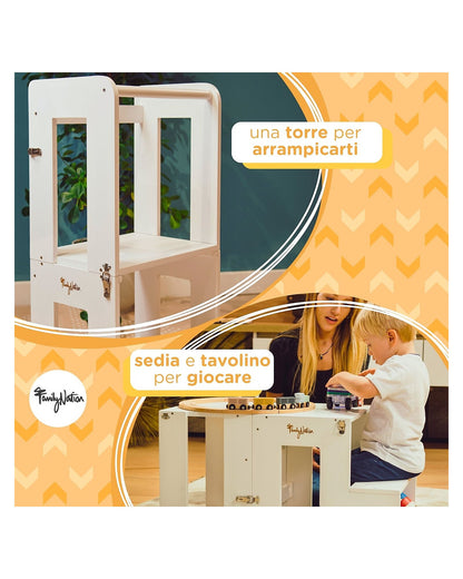 Family Nation wieża edukacyjna Montessori 2w1 – White